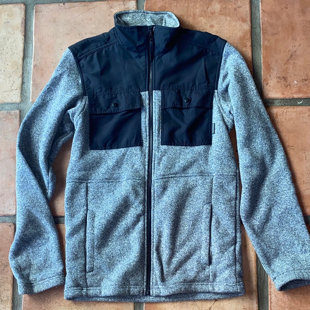 Columbia Men's Black Gray Sweater Zipup Jacket Sweatshirt Coat